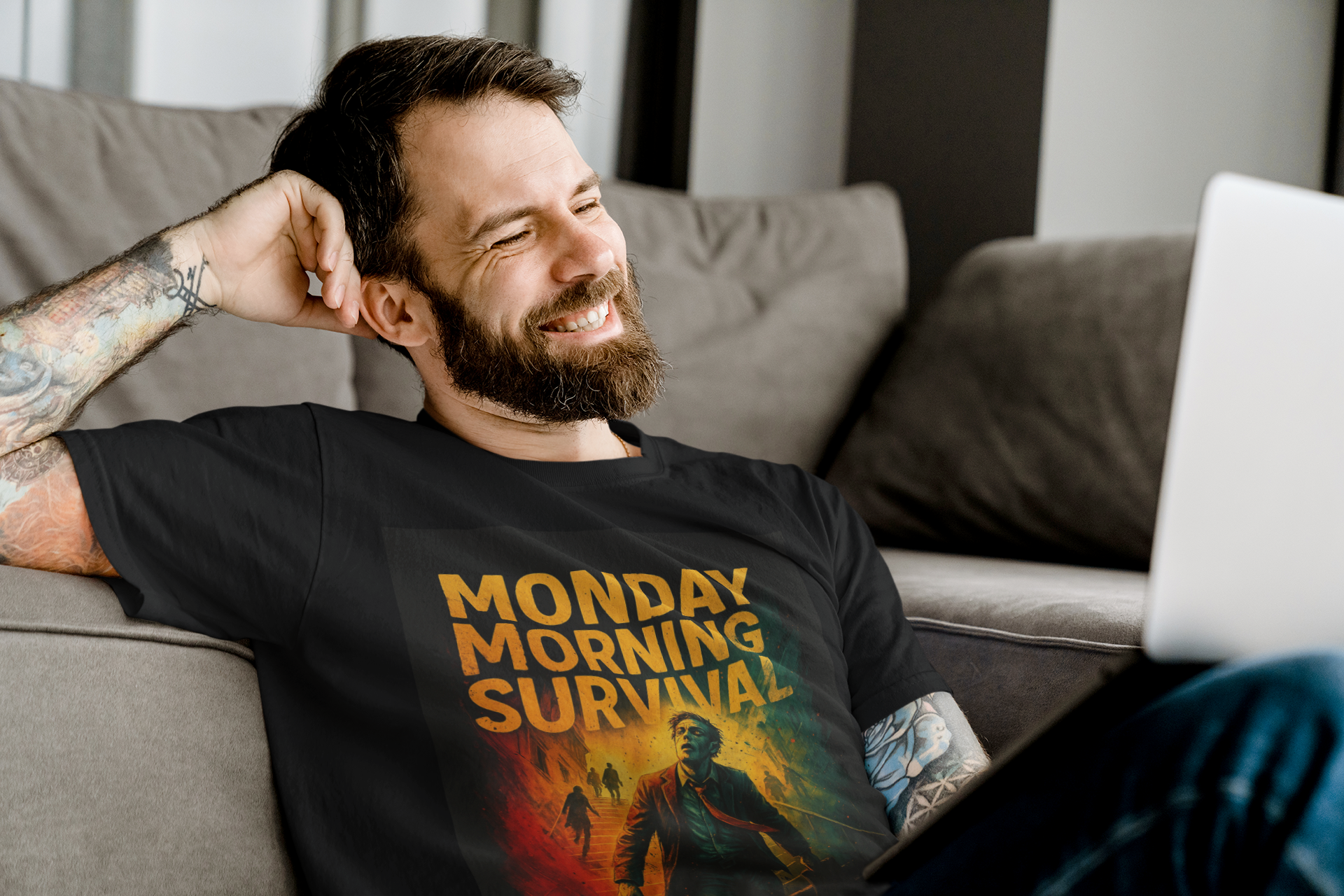 Monday Morning Survivor | Funny Office Humor T-Shirt