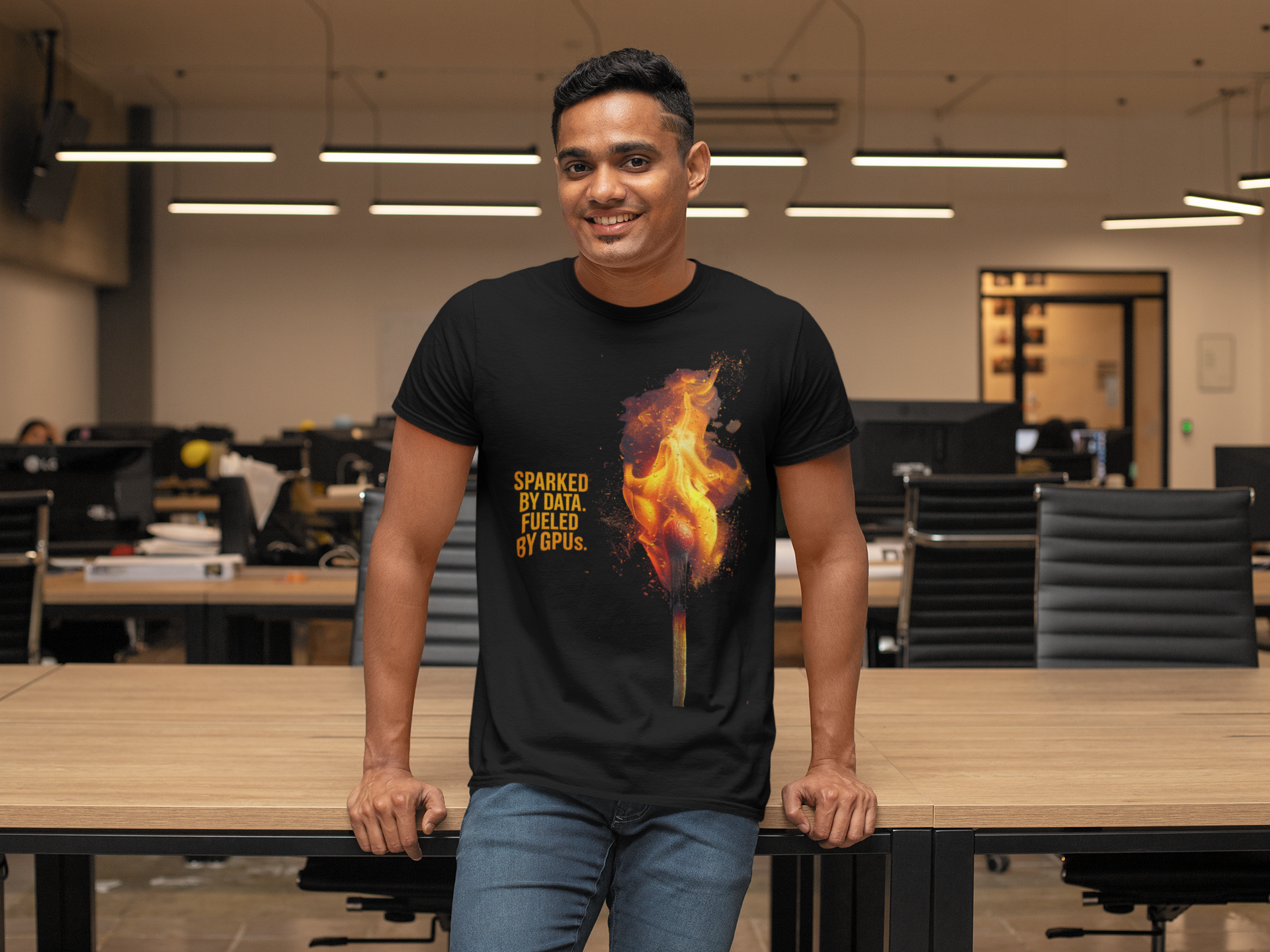 Sparked By Data, Fueled By GPUs – Funny AI/ML T-Shirt for Developers, Data Scientists & Gamers