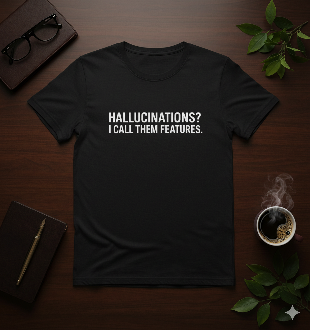 Hallucinations? I Call Them Features. | Premium Minimalist AI Streetwear Tee