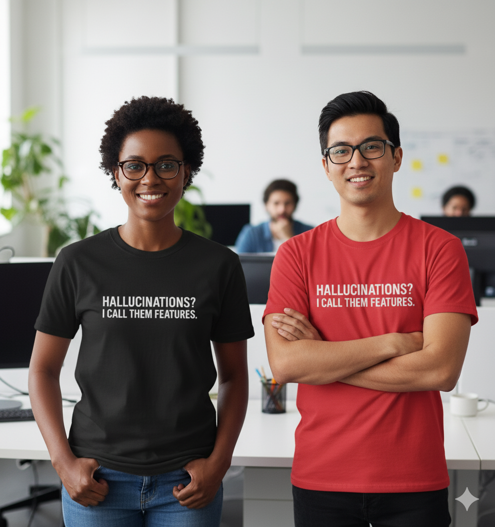 Hallucinations? I Call Them Features. | Premium Minimalist AI Streetwear Tee
