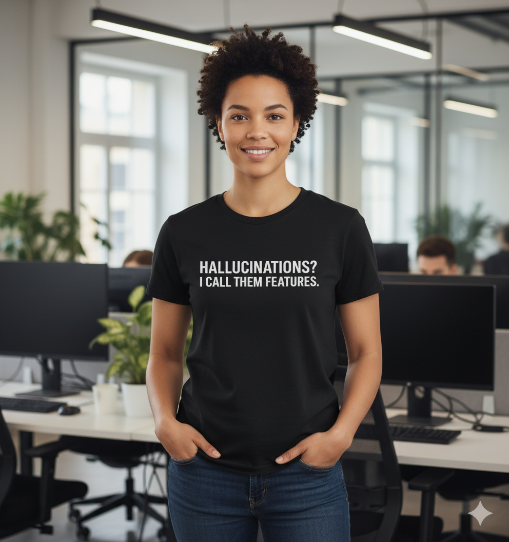 Hallucinations? I Call Them Features. | Premium Minimalist AI Streetwear Tee
