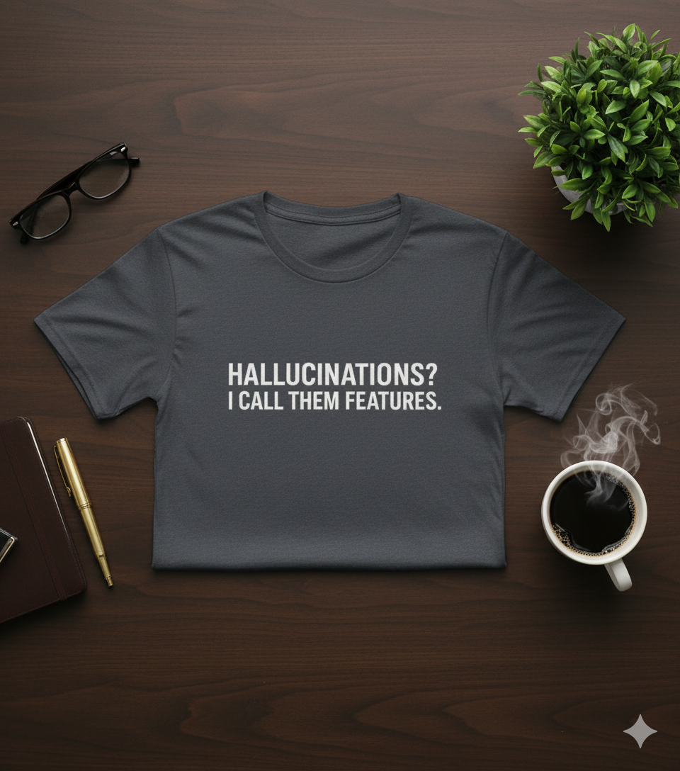 Hallucinations? I Call Them Features. | Premium Minimalist AI Streetwear Tee