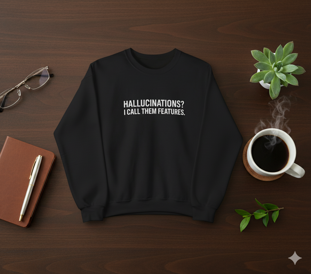 Hallucinations? I Call Them Features. | Premium Minimalist AI Streetwear Sweatshirt