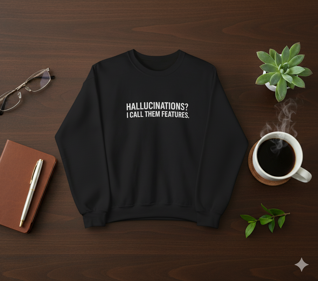 Hallucinations? I Call Them Features. | Premium Minimalist AI Streetwear Sweatshirt