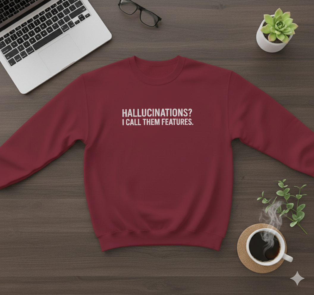 Hallucinations? I Call Them Features. | Premium Minimalist AI Streetwear Sweatshirt