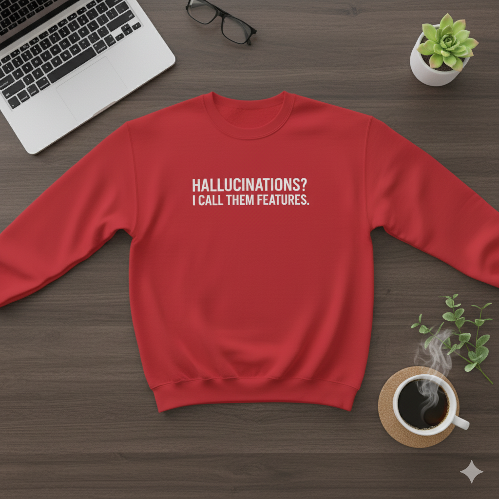 Hallucinations? I Call Them Features. | Premium Minimalist AI Streetwear Sweatshirt