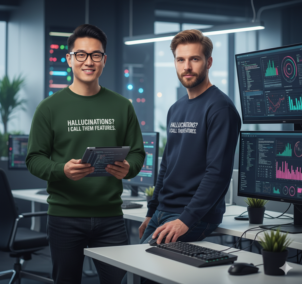 Hallucinations? I Call Them Features. | Premium Minimalist AI Streetwear Sweatshirt
